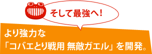 そして最強へ! より強力な「コバエとり戦用 無敵ガエル」 を開発。 そして最強へ! より強力な「コバエとり戦用 無敵ガエル」 を開発。